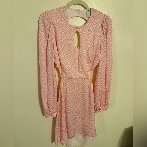 The Wolf Gang Keyhole Mini Dress Pink Cutout Long Sleeve NWT M Event Easter - Picture 3 of 9